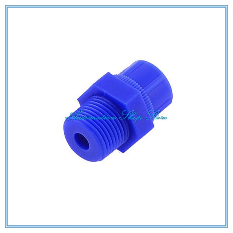 Conector recto neumático de plástico, accesorio de tubo PU, acero, resistente a la corrosión, giro rápido, macho, roscado, azul