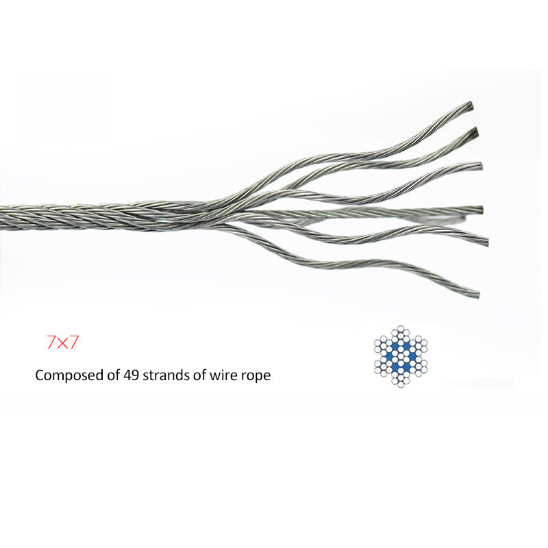 50/100M 0.6mm-1.2mm średnica 7X7 Structur 304 lina ze stali nierdzewnej kabel alambre miękki wędkarski kabel podnoszący e