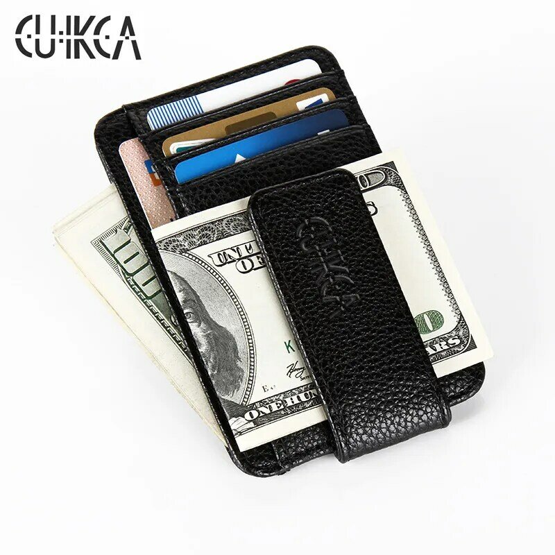 CUIKCA-cartera con Clip magnético para hombre y mujer, cartera con Clip ultrafino para tarjetas de crédito, Mini billetera creativa
