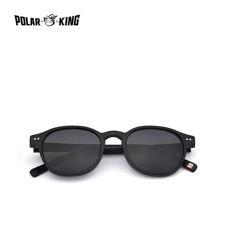 POLARKING Brand Vintage Designer Polarized Sunglasses For Men Traveling Unisex Acetate Round Sun Glasses Driving Eyewear Oculos