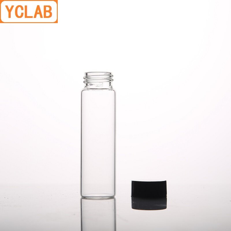 YCLAB-botella de muestra de vidrio de 8mL, botella de suero con tornillo transparente con tapa de plástico y almohadilla de PE, equipo de química de laboratorio