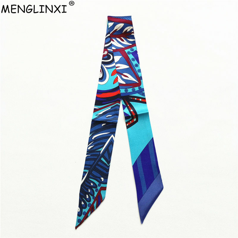 2023 neue Design Marke Schal Frauen Mode Halstuch Dünne Silk Schals Für Damen Handtasche Bänder Kopf Schal Frauen Krawatte