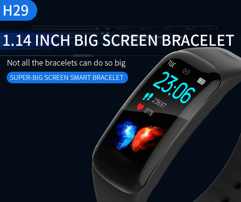 H29 умный Браслет цветной дисплей фитнес-трекер IP67 водонепроницаемый смарт-часы монитор сердечного ритма кровяного давления для Android iOS