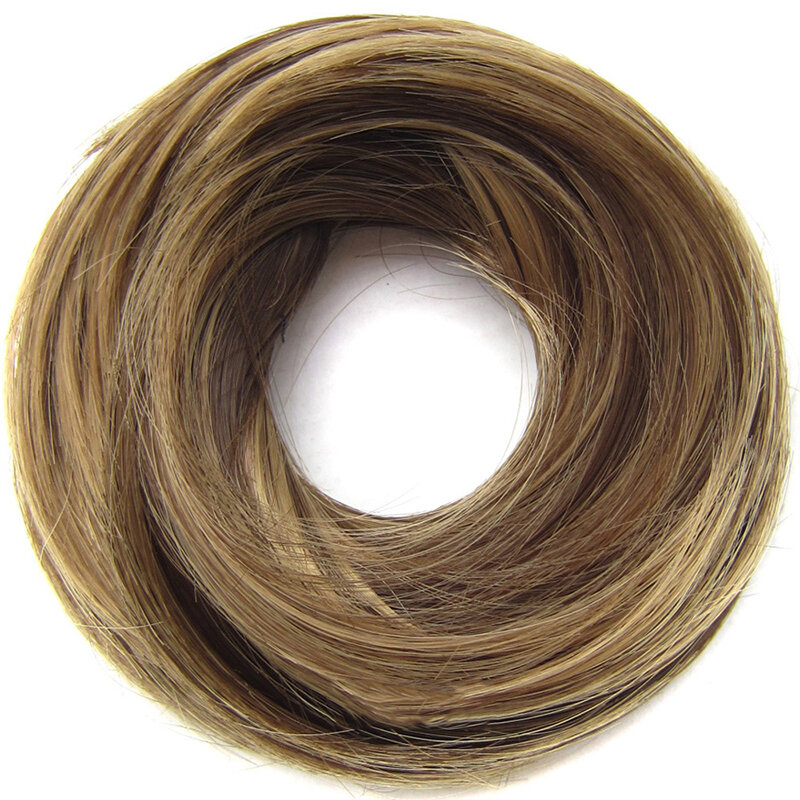 Similler bando karet lurus Scrunchie donat rambut bungkus Chignon suhu tinggi serat rambut sintetis potongan coklat 613 # pernikahan