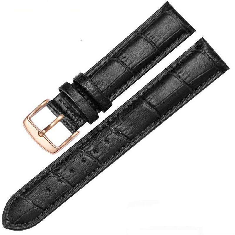 2019 nouveauté bracelet en cuir de vache remplacement bracelet en cuir pour hommes femmes montre en or Rose boucle bracelet de montre marron noir