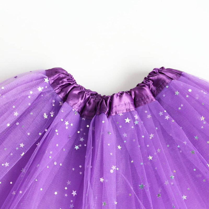 Falda de tutú de baile con purpurina para niños y niñas, falda de tul con lentejuelas de 3 capas, de encaje, 2-8T
