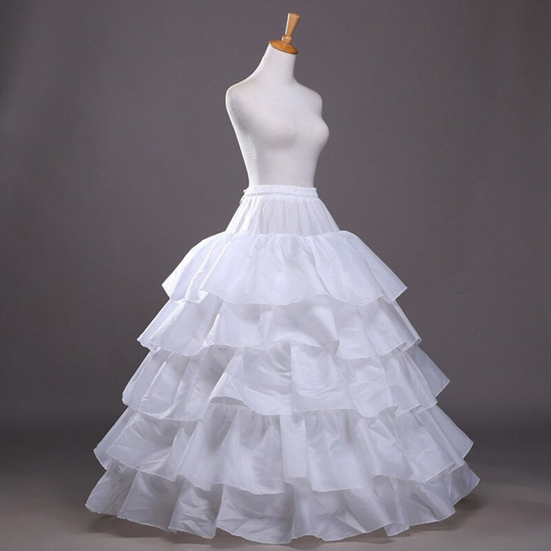 Murah Panjang 4 Hoops Petticoat Memetiknya untuk Bola Gaun Pernikahan Gaun Mariage Pakaian Dalam Crinoline Pernikahan Aksesoris