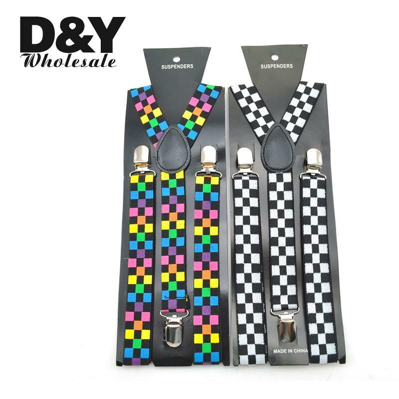 Camisa masculina feminina suspensórios para calças 7 moda "arco-íris xadrez" mix pants titular cintas casamento correias de ombro cintos