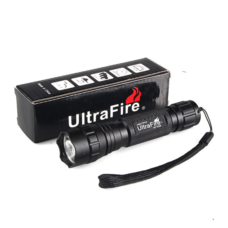 UltraFire 501B senter Led daya tinggi senter isi ulang tangan taktis lentera untuk berkemah, penggunaan luar ruangan & darurat