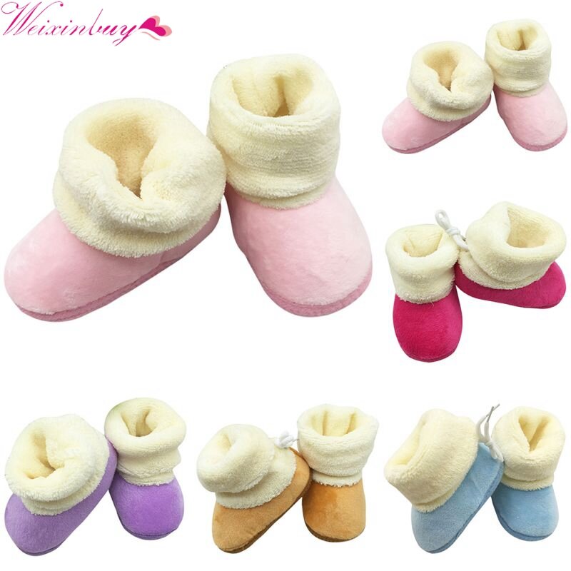 Autumn Winter Kids Baby Boys Girls Soft Plush Cute Booties Infant Anti Slip Snow Boots Warm Shoes First Walkers