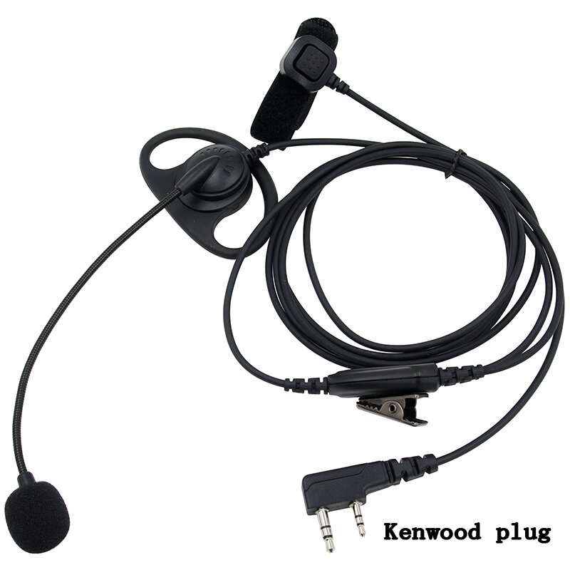 Baofeng Kenwood-سماعة رأس تكتيكية مع خطاف أذن ، جهاز اتصال لاسلكي ، 2 دبوس ، PTT