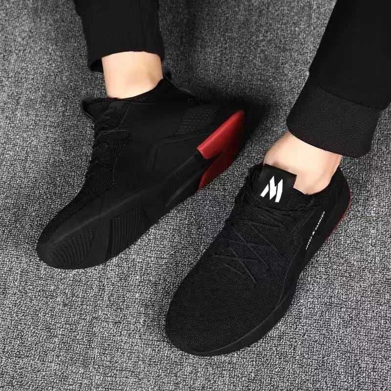 Spring and Autumn Mens Casual Shoes Trend Wild Men Casual Sneakers Soft Mesh Lace Up Flat Shoes