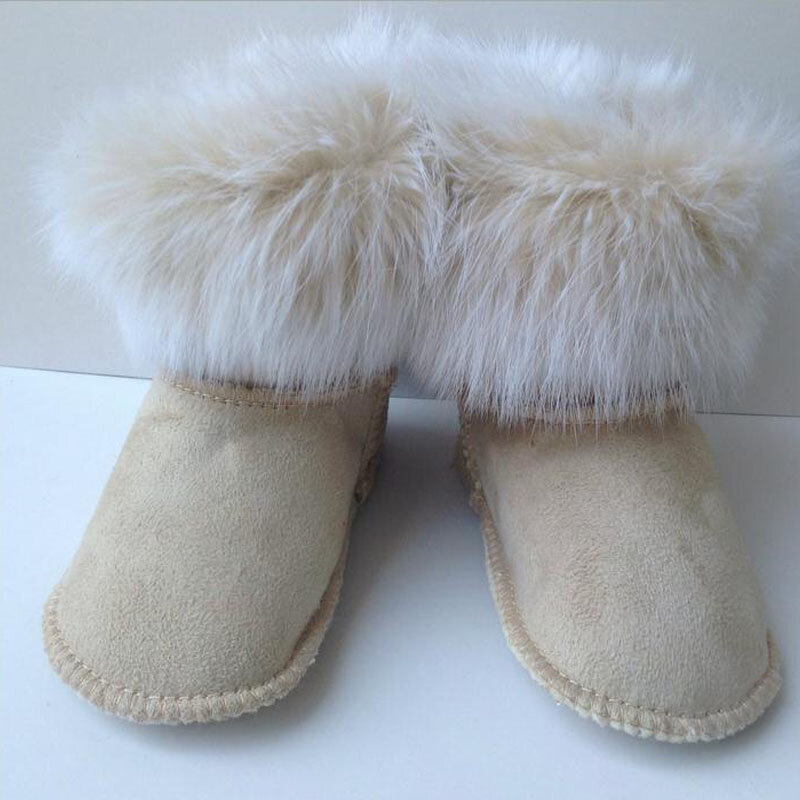Scarpe invernali per bambini di nuova qualità stivali con pelliccia di coniglio neonati scarpe calde ragazze baby First Walker stivali da bambino in pelle