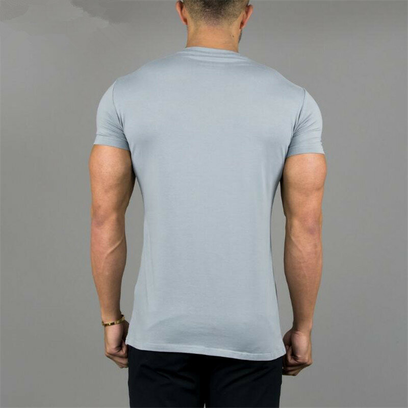 New Bodybuilding and Fitness Mens Short Sleeve Cotton T-shirt Gyms ALPHALETE Print Shirt Men Muscle Tights Fitness T-shirts