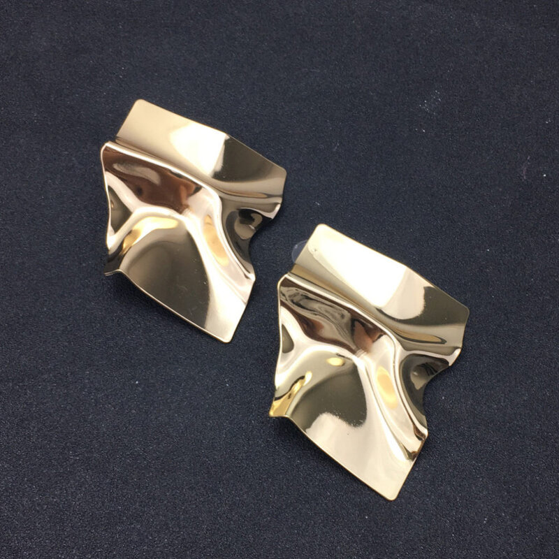 UKMOC Geometric Irregular Metal Stud Earrings For Women Statement Earrings Big Fashion Jewelry Gold & Silver Color