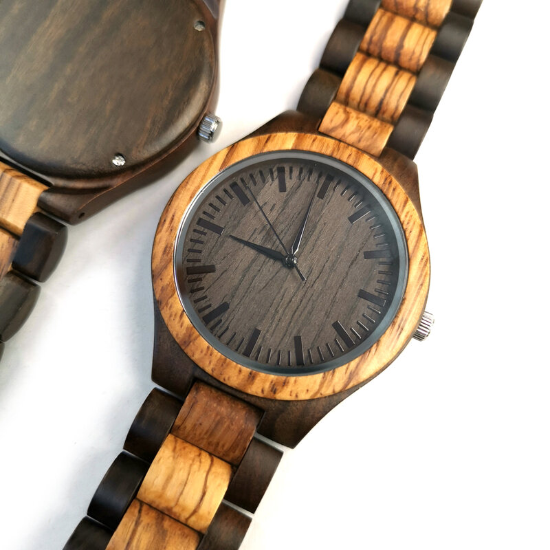 Reloj de madera de lujo Y1500 elegantes relojes de cuarzo de madera personalidad diseño creativo mensaje grabado cumpleaños Regalos de aniversario