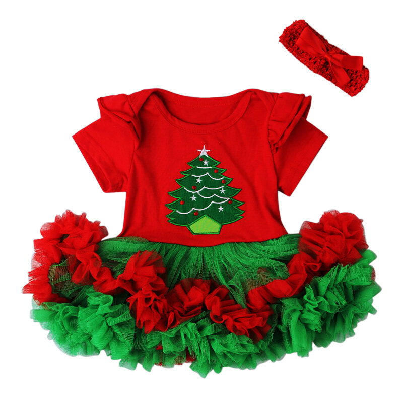 Babies Christmas Multi-style Polka Dots Ruffle Dress Newborn Baby Girls Cute Dress Headband Party Outfit Costume Xmas Clothes
