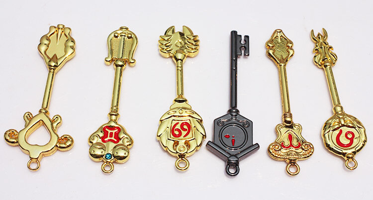 18ชิ้น/เซ็ต Fairy Tail แหวน Lucy Ecliptic 12 Palace Constellation Keychain จี้จัดส่งฟรี