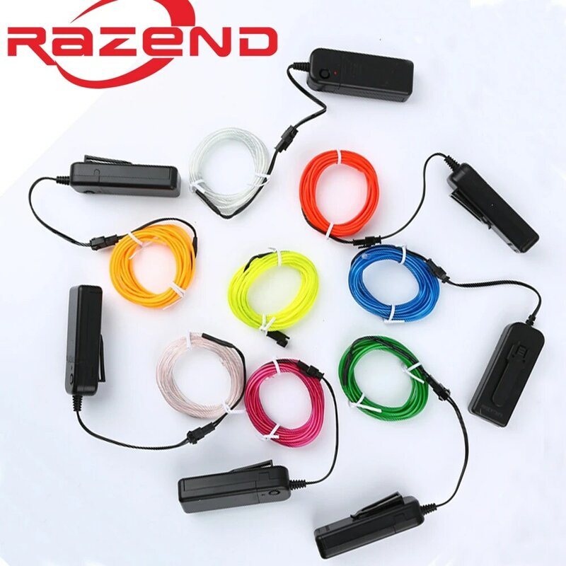 Flexível Neon Glow Light Tape, EL Wire Rope, Faixa de cabo, LED Neon Lights, sapatos, roupas, carro, impermeável, novo, 1m, 3m, 5m
