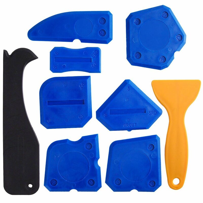 Frete grátis 9 peças de ferramentas de calafetagem, kit de selante de silicone, raspador de selante, ferramenta de acabamento e calafetagem