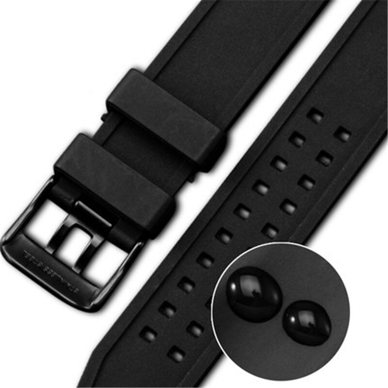 23mm Soft silicone natural rubber Watch Band Men Black Outdoor Military Sport Diving Watch Strap For Luminox Accessories