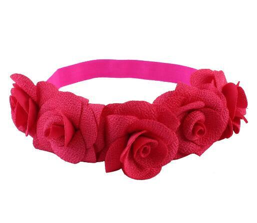 10pcs 2017 Bohemian Floral Headband Five fabrics non-woven rose Flower Girls elastic hairbands Headwear beach hair accessories