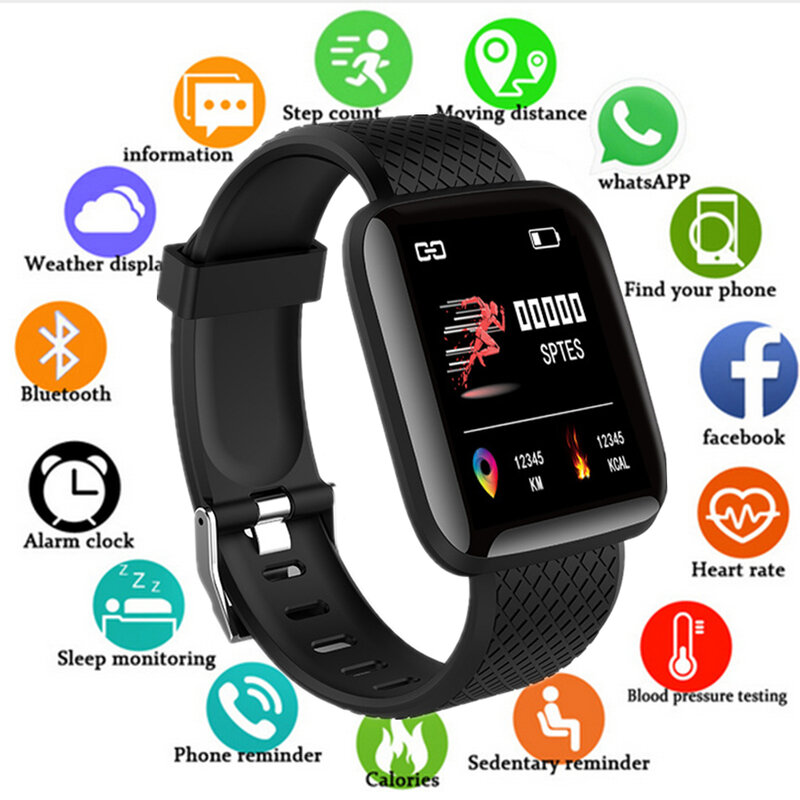 Heart Rate Monitor Smart Watch Sports Blood Pressure Pedometer Running OLED Touch Waterproof Fitness Intelligent Watch Men Women