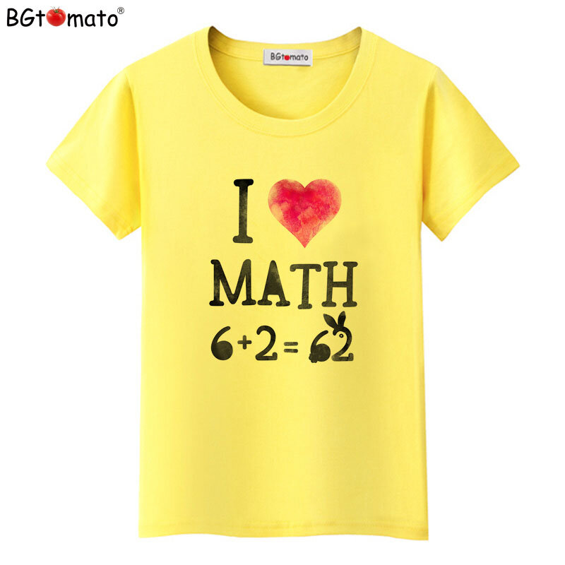 Футболка BGtomato, забавная женская футболка с надписью «I LOVE математика», новое поступление