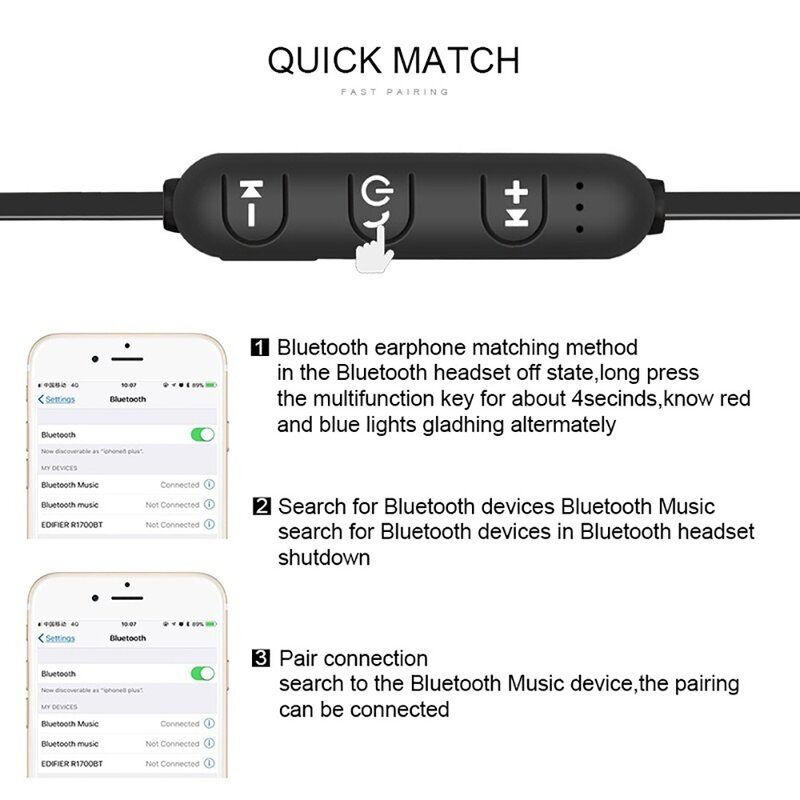 XT-11 Magnetic music bluetooth earphone sport running Wireless Headphone Bluetooth Handsfree Earbuds with Mic for samsung xiaomi