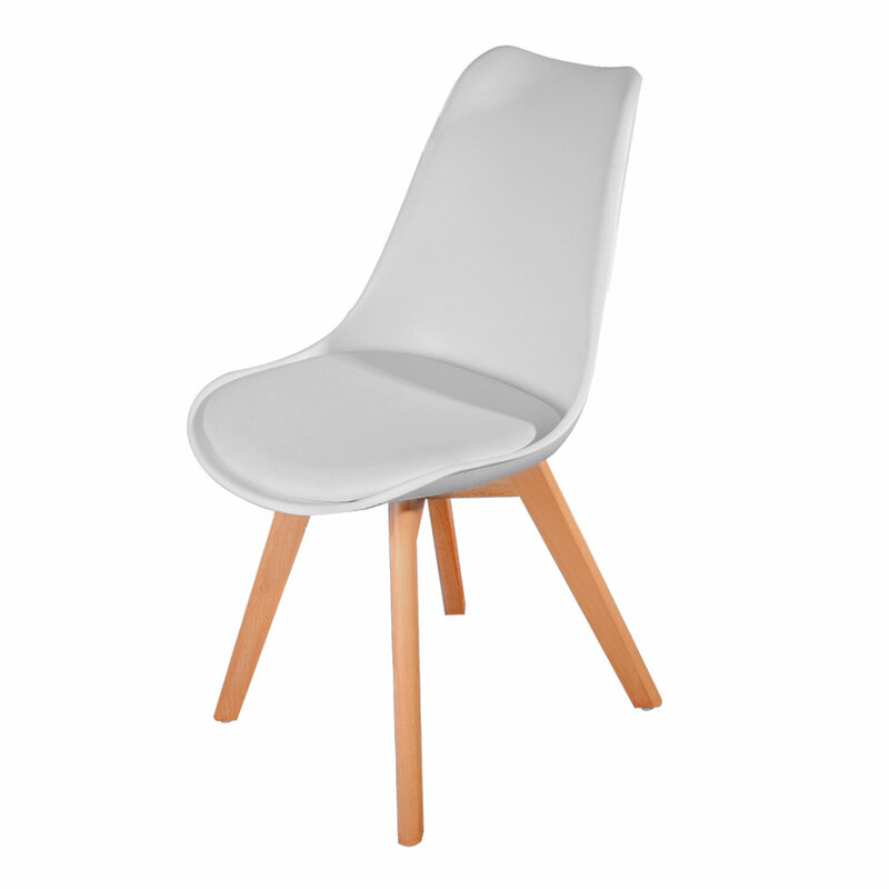 Spain stock 1/4pcs Panana Tulip Dining Office Chair Solid Wood Legs ABS Plastic Padded Seat Livingroom Coffee Room Lounge Seat
