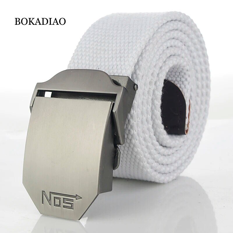 BOKADIAO-Cinturón de lona militar para hombre y mujer, hebilla de Metal de lujo, cinturones tácticos del Ejército Blanco, correa de cintura masculina