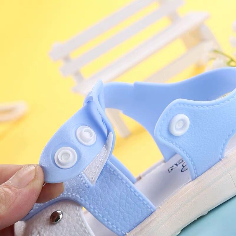 Sapatos de princesa da moda para crianças, sapatos de dedo aberto para meninas e crianças, versão coreana do verão
