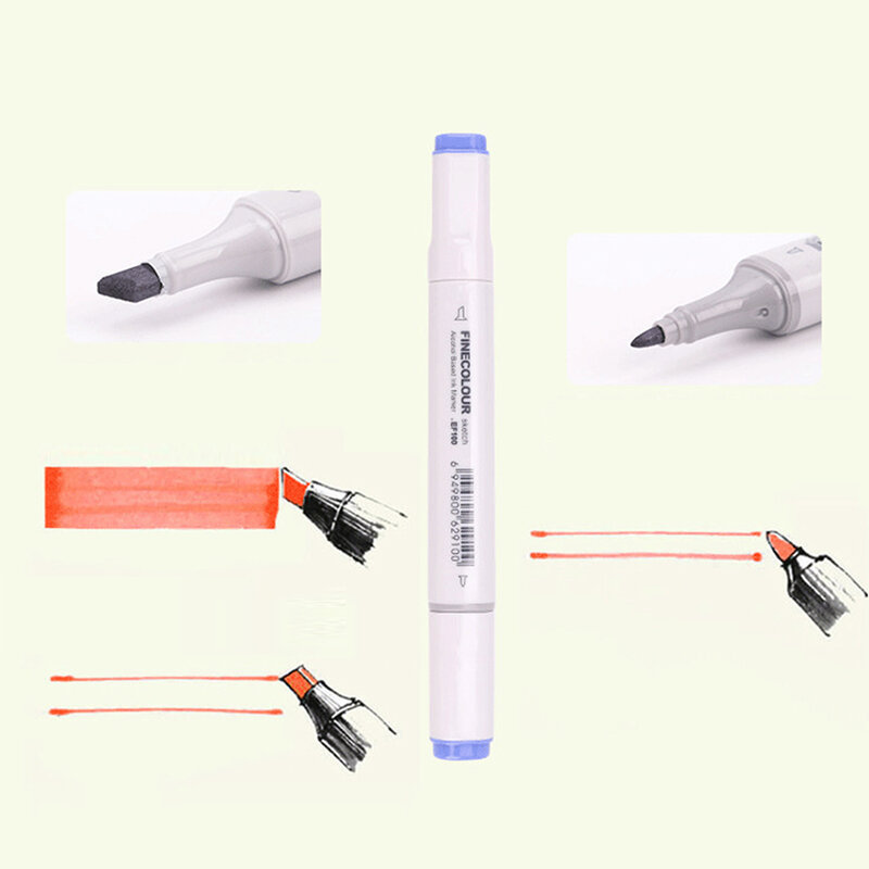 Finecolour conjunto de canetinha marcador mangá para desenho, 36/48/60/72 de duas pontas coloridas com tinta à base de álcool para esboço