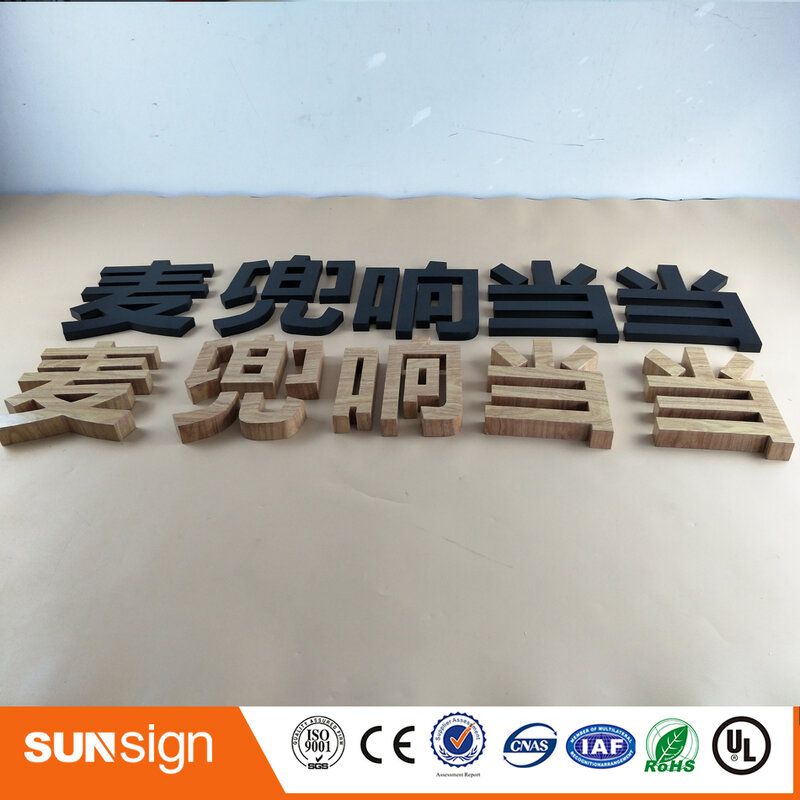 Sinal de metal personalizado 3d com letras em aço inoxidável