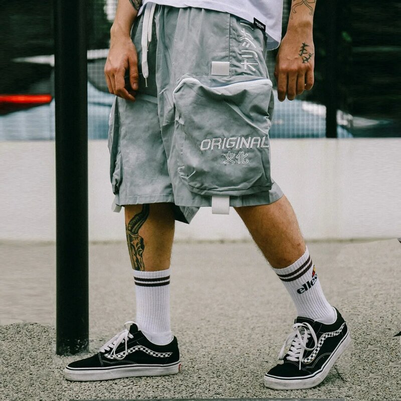 Aelfric Edén Patchwork multibolsillos parche Cargo Shorts hombres verano moda Harajuku Casual Hip Hop algodón Hombre ropa de calle suelta