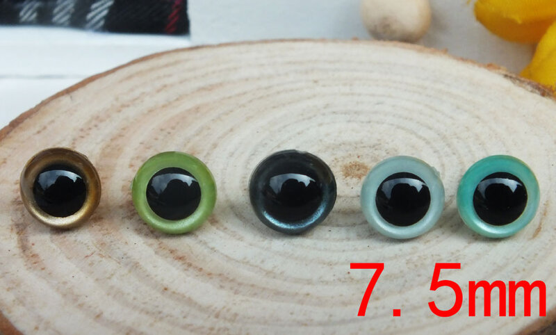 Ojos de plástico de seguridad con perlas pintadas a mano, 7,5mm, con Washer-5color de Metal, a elegir