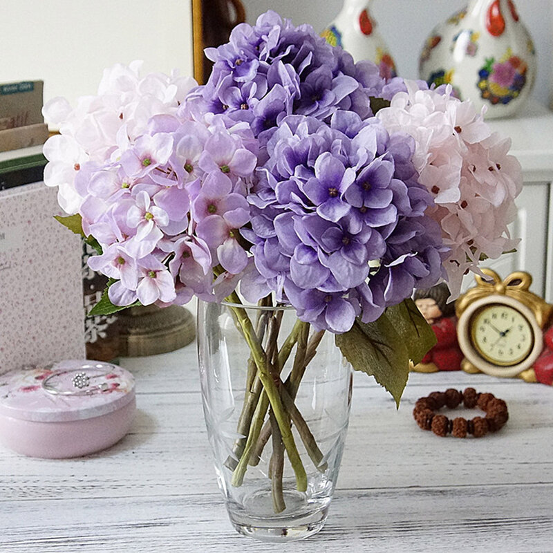 Autumn silk hydrangeas artificial flowers wedding flowers bridal bouquets decoration for table home fake flowers outdoor craft