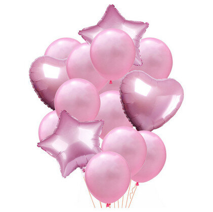 14pcs Multi Confetti Balloon Happy Birthday Party Rose Gold Helium Balloon Air Balls Decorations Wedding Festival Party Supplies