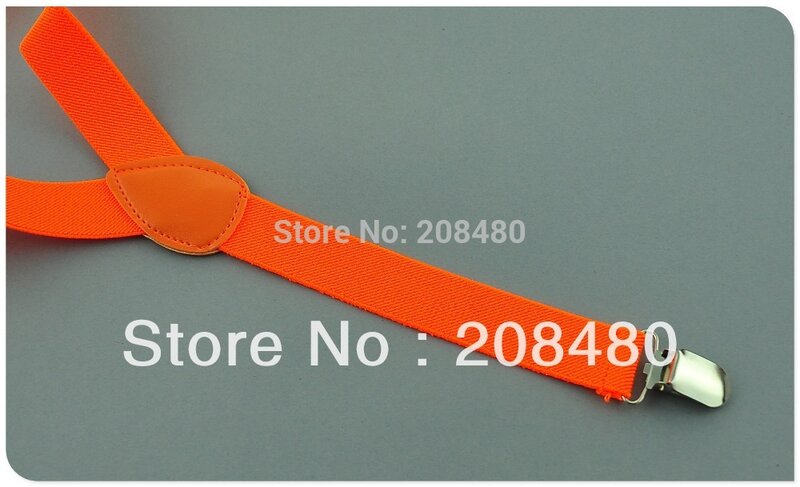 ขายร้อน 2 ชิ้น/ล็อต 2.5 ซม."Candy สีส้ม" สี Unisex Clip-on Braces Elastic Slim Suspender Y-Back Suspenders ขายส่ง