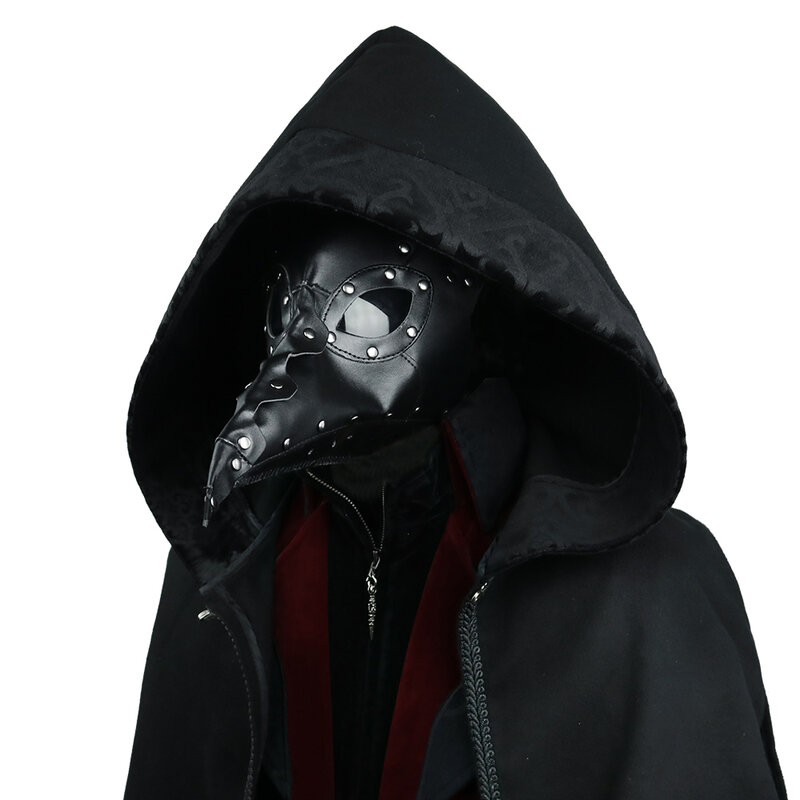 Máscara de médico de la gripe negra Steampunk, máscara de pájaro de nariz larga, máscara elegante de Cosplay exclusiva gótica Retro Rock, máscara de cuero para Halloween