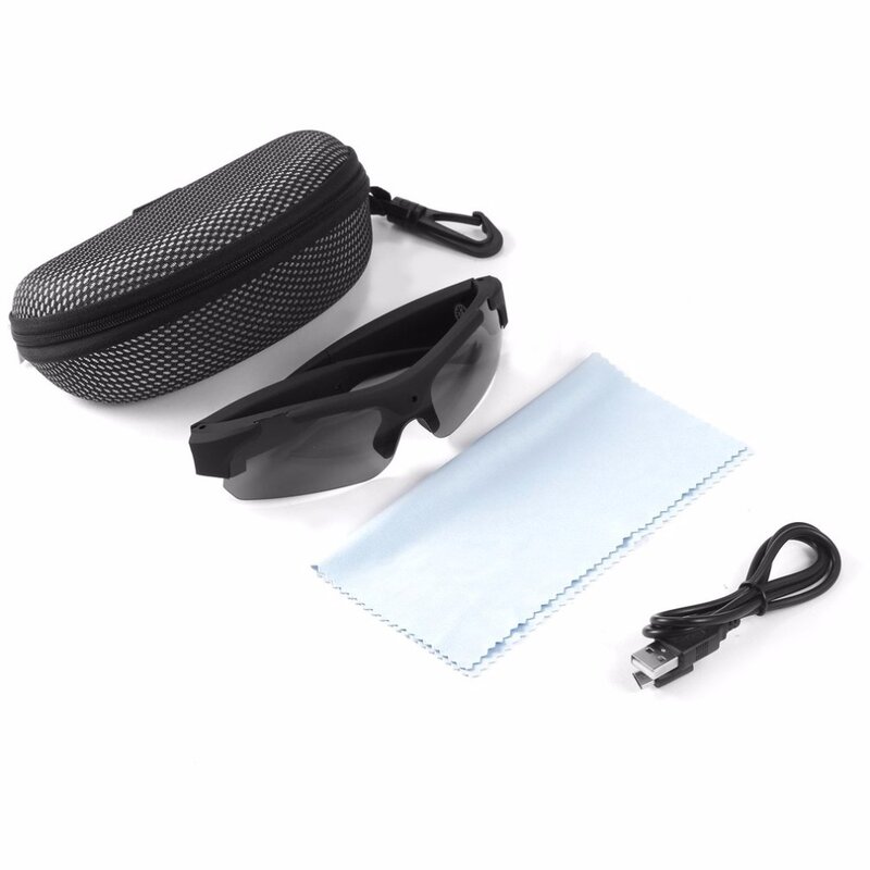 Óculos inteligentes com slot para cartão SD, câmera HD 1080P, óculos de sol polarizados preto e laranja, óculos de câmera de vídeo