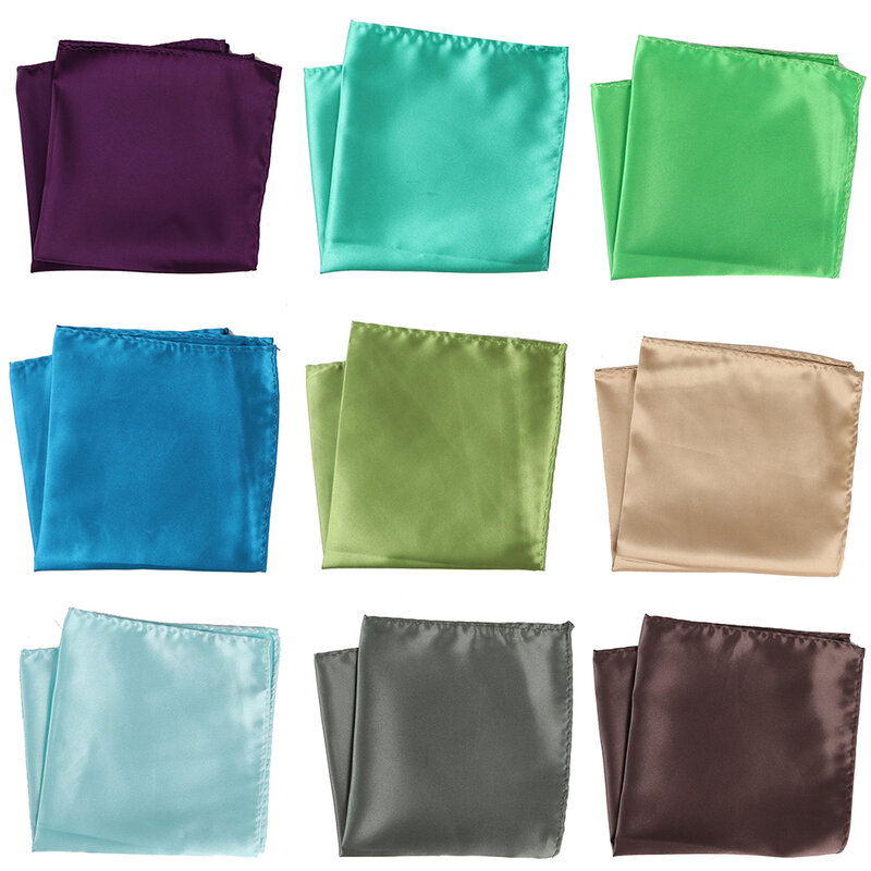 Tailor Smith 3pcs 30x30cm Solid Colors Hankerchief Pocket Squares 31 Colors Luxury Mens Silk Touch Soft Hankies Chest Towel