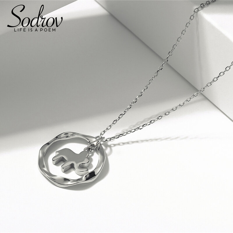 Sodrov 925 Sterling Silver Elephant Pendant Necklace Simple and Romantic Style Fine Jewelry Valentine's Gift for Women