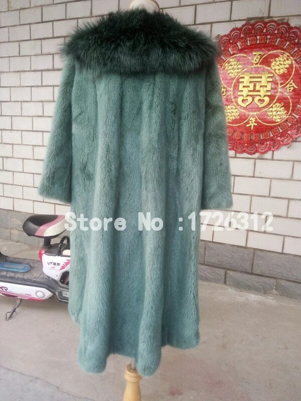 ผู้หญิงจริง Mink FUR Coat ขนาดใหญ่ Fox FUR COLLAR PLUS ขนาด Mink FUR outerwear ยาวปานกลาง marten เสื้อคลุมหญิง