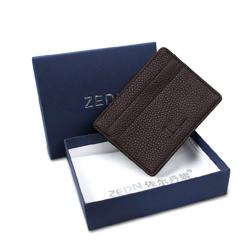 Ultra Tipis Card Holder Mini Dompet Kecil Kulit Sapi Dompet Kartu Berkualitas Tinggi Case dengan 4 Slot Gaya Busana baru