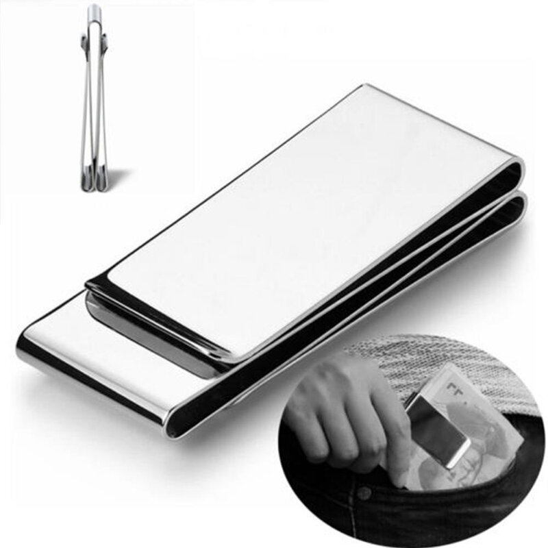 ISKYBOB 2020 Stainless Man Pocket Money Clip Dollar Metal Clamp Card Clips Credit Cards Money Holder
