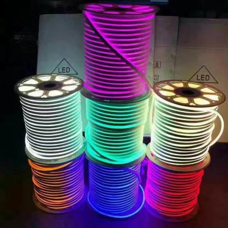 Tira de luces LED de neón de 12V y 24V CC, barra de luces flexible, resistente al agua, de 3 a 6 ledes, cortable, de 1m, 5m, 20m, 50m y 2835 m, SMD 120, 100 LED/m