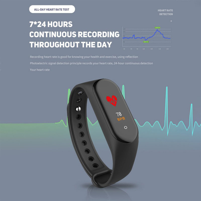 New M4 Smart Band Wristbands Fitness Tracker Health Heart Rate Blood Pressure Monitor Bluetooth Sports Bracelet PK Mi Band 4 3