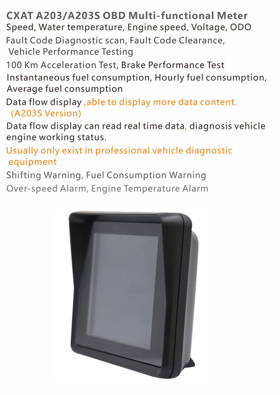 CXAT-pantalla HUD para coche, dispositivo multifuncional, inteligente, OBD, A203