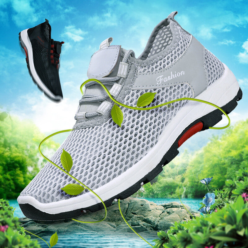 Tidal actual-zapatos planos para caminar para hombre y mujer, Zapatillas de malla para caminar, para pareja antigua de Beijing